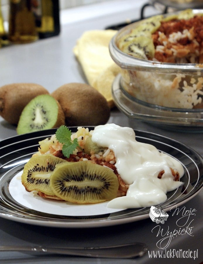 pieczona zapiekanka ryżowa z kiwi