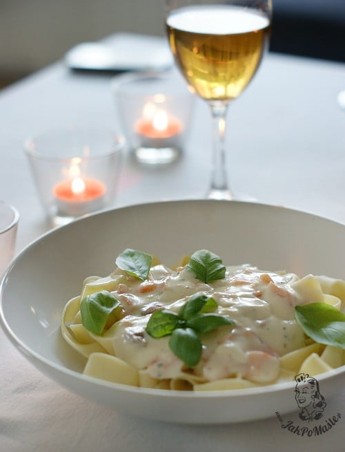 pappardelle z łososiem