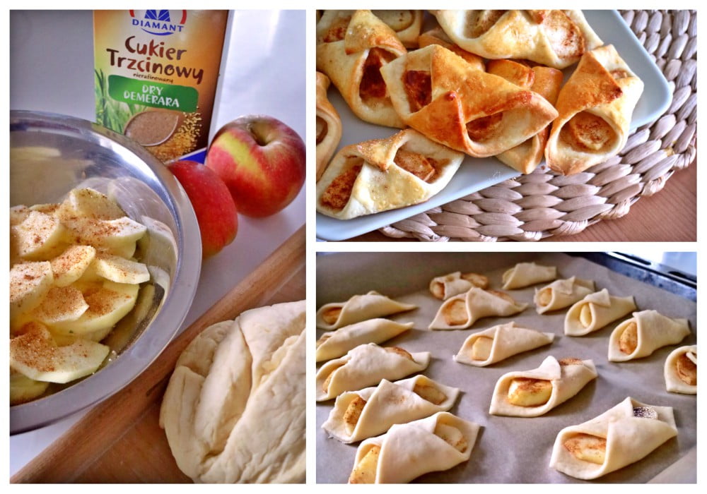 ciasteczka krucho-drożdżowe z jabłkami