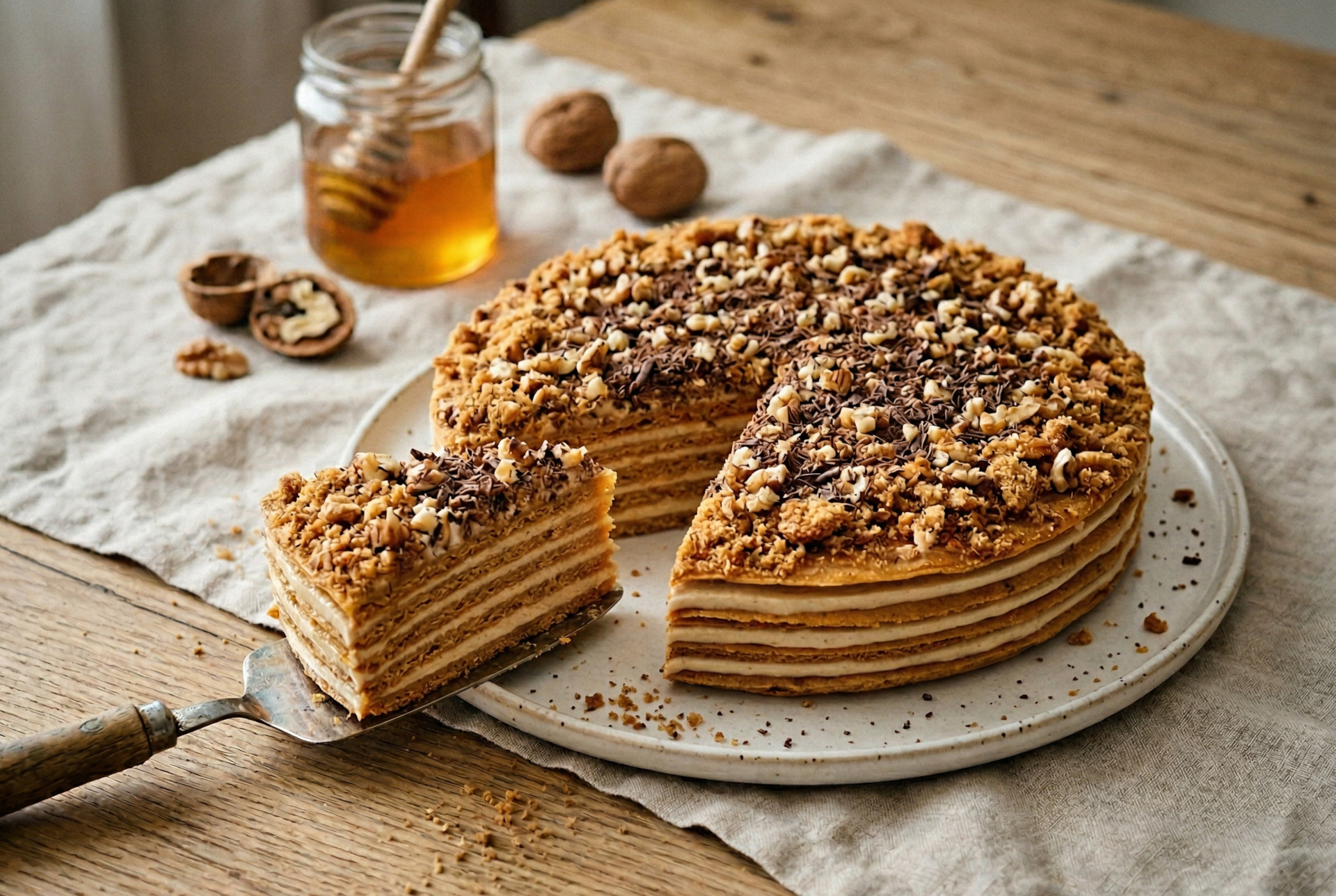 Marlenka – przepis na tort miodowy z kremem kajmakowym