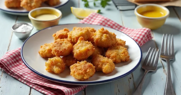Nuggetsy z piersi kurczaka w koszyczku z sosem miodowo-musztardowym