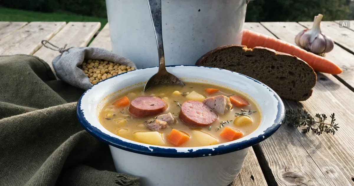 Grochówka - przepis na gęstą, 500 g grochu na 3 litry